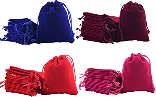 Sansam 20pcs 10 Colors Mixed Drawstrings Velvet Gift Bags Velvet Jewelry Pouches for Wedding Favors, Candy Bags, Party Favors, 5.2x7.2'' - color: Mixed, size: 1 Count (Pack of 20)