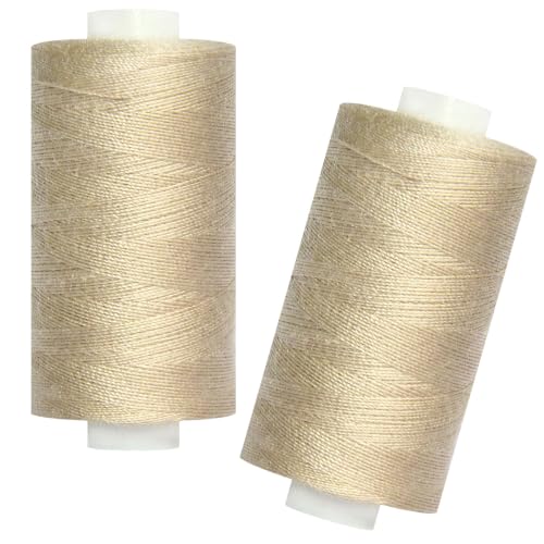 All Purpose Polyester Sewing Thread-2 Spools for Hand and Machine Sewing(Lt Khaki) - color: Lt Khaki