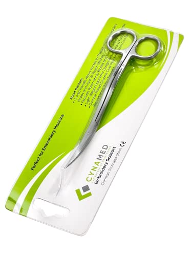 Cyanmed 1 Ea Premium 6 Inch Bent Handle Curved Embroidery Scissors-Perfect for Machine Embroidery Stainless Steel Light weight