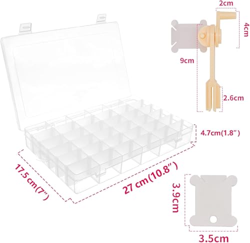 Embroidery Floss Organizer Cross Stitch Thread Organizer-Bobbin Winder 1 Removable 36 Compartments with 150 Floss Bobbins and 2 Pieces Numbered Stickers for Craft DIY Embroidery - size: 36 Compartment