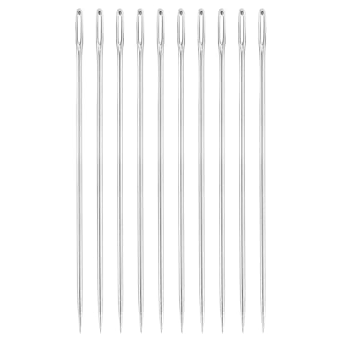 uxcell 50 Pcs Large Eye Sewing Needles, 1.34 Inch 0.6mm High Carbon Iron Embroidery Thread Needle Sewing Big Eye Needle Knitting Needles for Hand Sewing Art Crafts, Silver - size: 34mm, 0.6mm