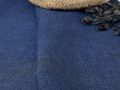 The Linen Lab | 100% Pure Linen Fabric from High-Twisted Yarn – Lightweight, Pre-Washed and Crisp, Cool & Soft Touch – 52" Width – for Apparel & Sewing (Dark Navy 7282, 1 Yard pre Cut) - color: Dark Navy 7282, size: 1 yard pre cut