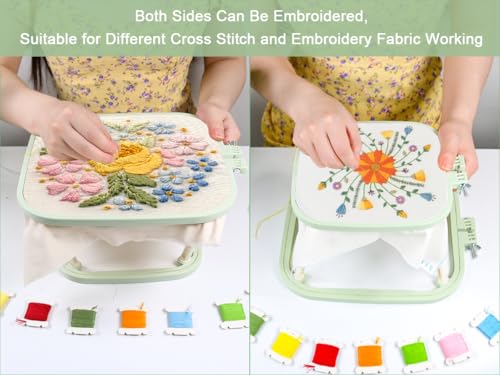 Guofa 2-Layer Embroidery Frame Stand – Adjustable Trapezoid Hoop Holder for Cross Stitch, Needlework, Quilting, Punch Needle & Sewing Crafts – Durable Plastic Hoops for Table or Lap - size: Large