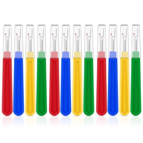 12 PCS Seam Ripper Stitch Remover Tool Sewing Thread Removing Seams Rippers Kit Removing Unwanted Hems and Seams Small Thread Cutter for Crafting Handy Embroidery Removing Tools Scissors Unpicker
