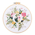 IUHUI Embroidery Kit for Beginners Adults - 26 Floral Letters Easy Patterns, DIY Hand Stitching Embroidery Set with Hoop (Flower and Grass Letter O) - color: Flower and Grass Letter O