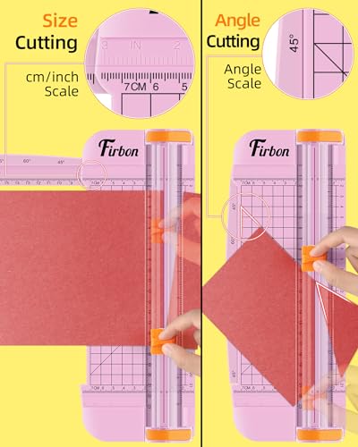 Firbon A5 Paper Cutter, Small Straight Paper Trimmer with Side Ruler - color: A5-pink