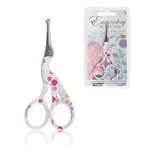 JubileeYarn TSA Compliant Rounded Embroidery Craft Stainless Steel Stork Scissors - Small White - 1 Unit - color: Small Stork White, size: 1 Unit