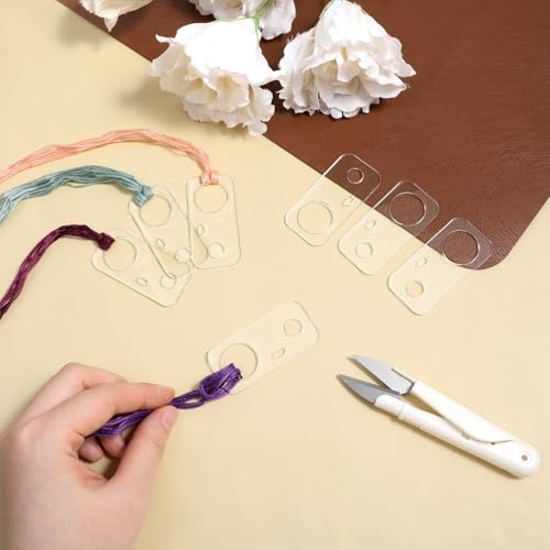 50 PCS Acrylic Embroidery Floss Drop, Clear Embroidery Thread Organizer Sewing Threads Winding Thread Bobbins Rectangle Cross Stitch Threads Bobbin Slim Floss Bobbin for Sewing Storage DIY Crafts