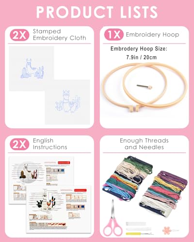 TINDTOP Embroidery Kit for Adult Beginners, Embroidery DIY Starter Kit - color: Alpaca