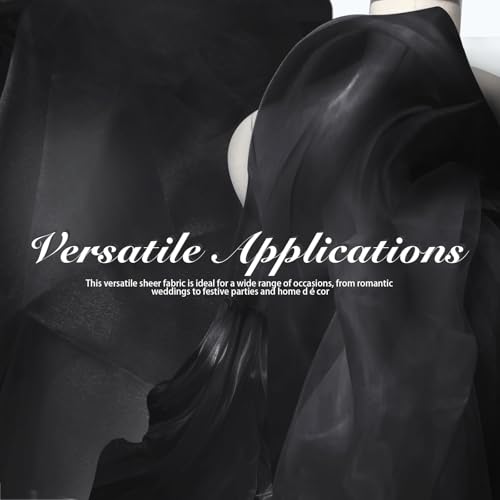 Manyshofu Black Organza Fabric by The Yard, 60 Wide (10 Yard) - color: Black, size: 10 Yard