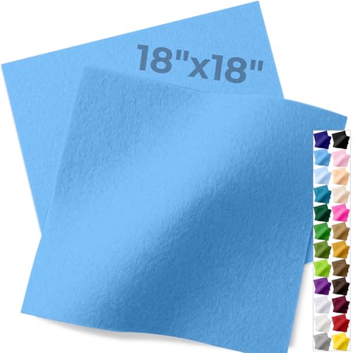 IONTACH 18" X 18" Soft Felt Sheets 1.6mm Thick (2 Packs, Sky Blue) - color: Sky Blue