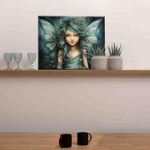 Girl Angel DIY Paint by Numbers for Adults Beautiful Girl with Blue Wings DIY Digital Oil Painting Acrylic Paint Flowers Painting Kits Canvas With Acrylic Paint Room Decor 16x20 Inch (DIY Frame) - color: Angel-06, size: 16''Wx20''H(DIY Frame)