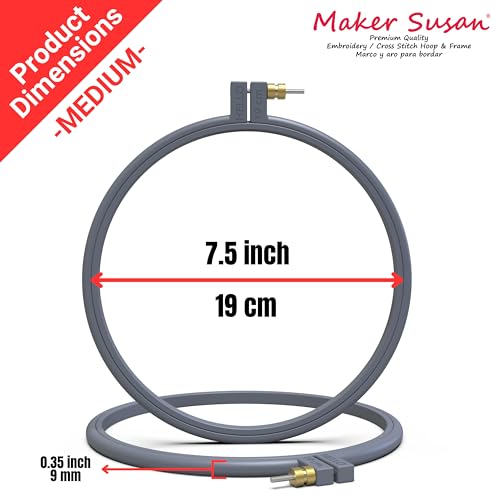 Maker Susan Plastic Embroidery Hoop, Hello Series Cross Stitch Hoops for Beginners, Punch Needle Hoop, Embroidery Frames for Sewing, Needlework (Anthracite Grey, 2 Pcs Set) - style: Anthracite Grey