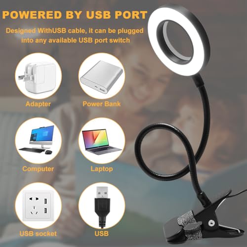 5X Magnifying Glass with Light, Hands Free Clip on Magnifier Lamp