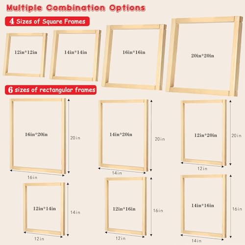 16 Pcs 4 Sets Stretcher Bars for Needlework Canvas Stretcher Bars 10 Different Size Combinations Embroidery Stretcher Bars for Cross Stitch Frame Set with Thumbtack and Remover Tool(Large Size) - size: large