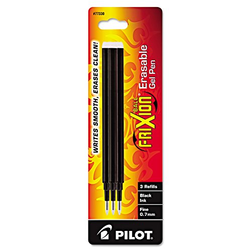 Pilot 77330 Frixion Gel Pen Refills.7mm, Medium Pt, 3/PK, Black - size: 3 Count (Pack of 2)