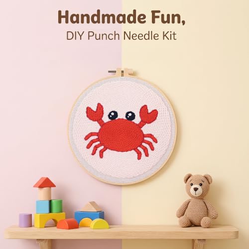 Harimau Punch Needle Kit Twelve Zodiac Signs Pattern,1Pc Embroidery Hoop, Essential Punch Needle Supplies,Ideal Punch Art for Beginners,DIY Adults Embroidery, Video Teaching - color: 65278