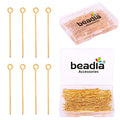 BEADIA 18K Gold Plated Open Eye Pins Non Tarnish 40mm 150pcs for Jewelry Making Findings - color: Open Eye Pins Gold, size: 40x0.7mm