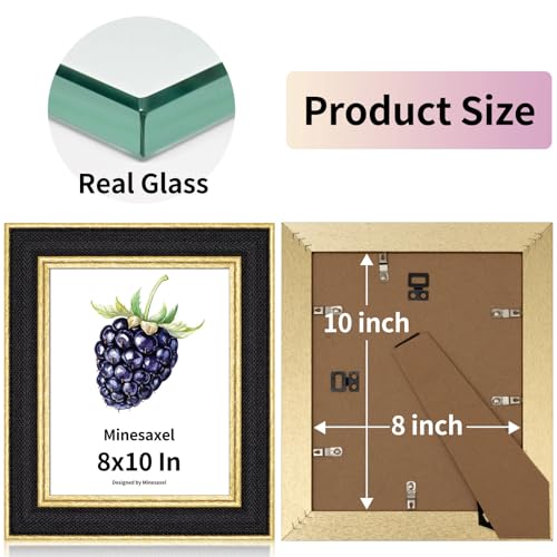 8x10 Picture Frame - Black Fabric & Vintage Gold Border HD Real Glass with Easel for Tabletop/Wall (Family Photos, Modern Decor 1 Pack) - color: Black-1pcs, size: 8x10