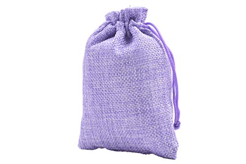 Sansam 50pcs 4.0X5.60 Inch Drawstring Burlap Gift Bags, Jute Jewellery Pouches, Small Light Purple Lining Burlap Favor Sacks For Herb, Spices, Jute Treat Bags for Christmas, Wedding, Party - color: Light Purple