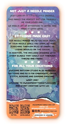 Awesome Pattern Studio Needle Minder Set - Mandala Polar Bear Magnetic Needle Minder. Enamel Pin for Cross Stitch, Embroidery and Craft (Set #2) - color: Set #2