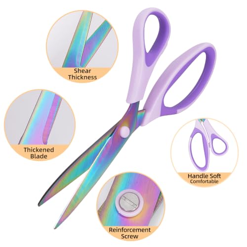 Titanium Coating Sewing Scissors Bundle, Professional Fabric Scissors Set - color: Colorful