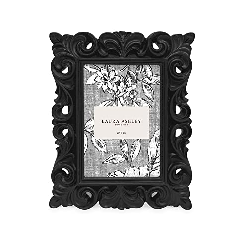 Laura Ashley 2x3 Black Vintage Inspired Resin Scroll Design Picture Frame - color: Black, size: 2x3
