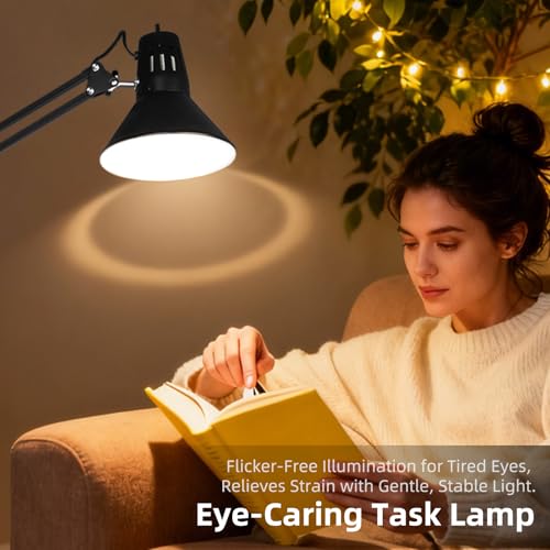 Black Dimmable Desk Lamp with Clamp, Extra-Tall Adjustable Swing Arm - color: Black, size: 3Adjustable Color Temperature-Extra Long Swing Arm