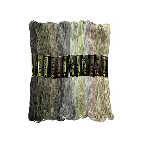 Friendship Bracelet String 12 Skeins, Embroidery Floss Cross Stitch Embroidery Thread Floss Bracelet Making Yarn, Craft Floss (Grey Series) - color: Grey Series
