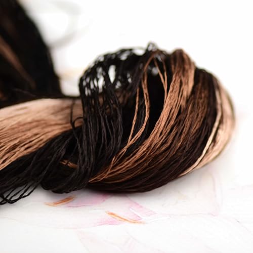 Natural Silk Thread – 10 Coffee Tones, 110m Each, Handmade Silk Embroidery Floss for Hand Embroidery, Cross-Stitch, and Fine Needlework Projects（06） - color: 06