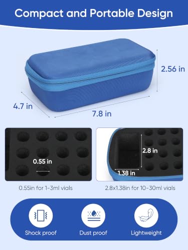 Peptide Case for Fridge, Vial Storage Case - 2Slots 30ml & 16Slots 3ml Blue - color: 2×30ml+16×3ml（blue）