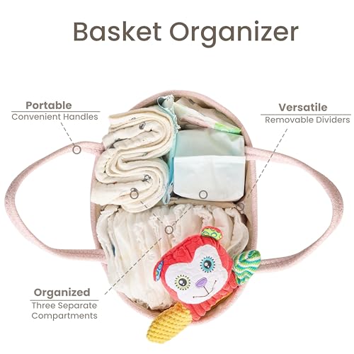 Diaper Caddy Organizer, Gift Basket for Baby Shower, Newborn Essentials - color: Light Pink, size: Small