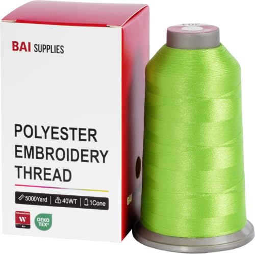 BAI Polyester Embroidery Machine Thread 5000 Yards Lime Green+204 - color: Lime Green+204
