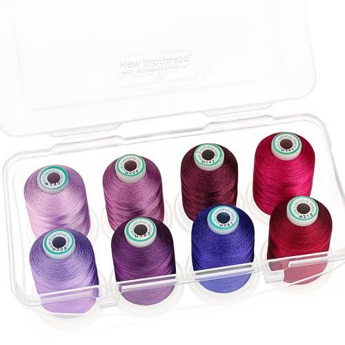 New brothread 8 Spools Embroidery Machine Thread with Box -Different Purple - color: Differ Purple