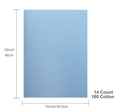 Aida Cloth 14 Count Cross Stitch Fabric,15×18inch,Rolled,3Pcs (14CT,Sky Blue) - color: Sky Blue, size: 14CT