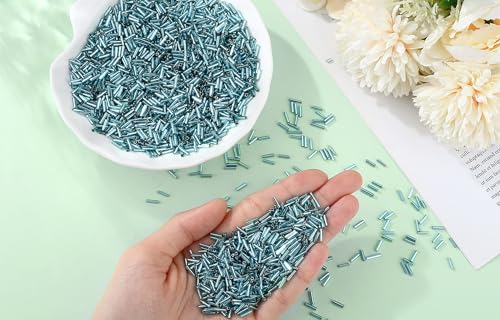 XIANNVXI 3000pcs Teal Glass Bugle Beads - color: Lake Blue
