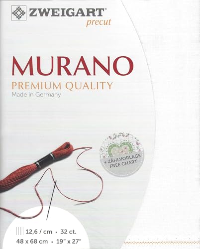 Wizardi Murano 32 Count Antique White 3984/101. Needlework Canvas, Cross-Stitch Fabric, Embroidery Cloth, Needlepoint Canvas. 52% Cotton and 48% Viscose. Precut Zweigart - color: Antique White