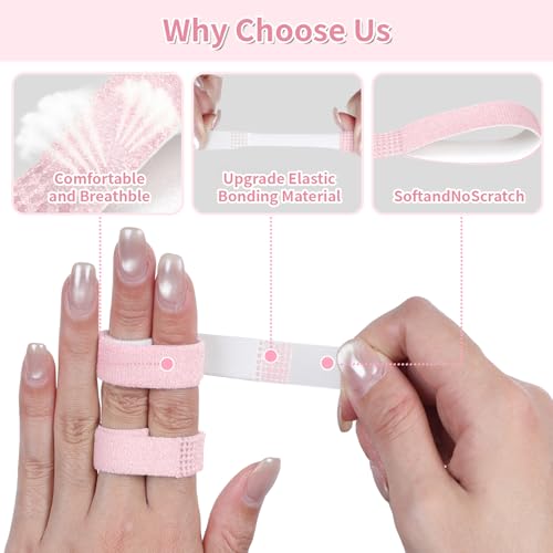Finger Buddy Straps, 12PCS Finger Buddy Tape Straps Loops, Pink - color: Pink
