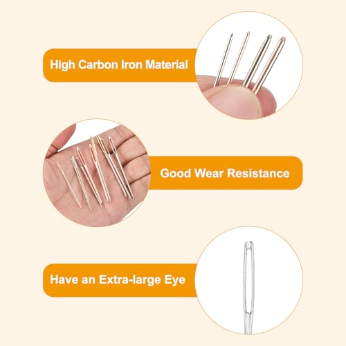Uxcell 60 Pcs Large Eye Sewing Needles, 2.36 Inch 2mm High Carbon Iron Embroidery Thread Needle, Silver - size: 60mm, 2mm