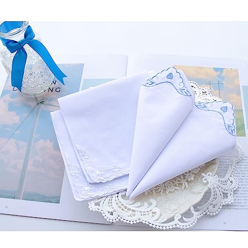 MileyMarla Ladies Embroidery Cotton White Handkerchiefs Lace Wedding Hankies - color: Zwwa-6pcs