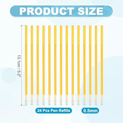 PATIKIL 24 Pcs Erasable Gel Pens Refills, 0.5mm Heat Erasable Pens Refills for Fabric Disappearing Ink Fabric Marking Pen for Sewing Quilting Writing, Gold Ink - color: Gold