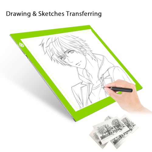 LitEnergy Portable A4 LED Copy Board Light Tracing Box, Green Ultra-Thin Adjustable USB Power Artcraft LED Trace Light Pad for Tattoo Drawing, Streaming, Sketching, Animation, Stenciling - color: GREEN, size: 8.3 x 11.7 inches
