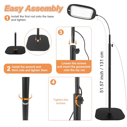 10X 30X Floor Magnifying Glass with Light and Stand