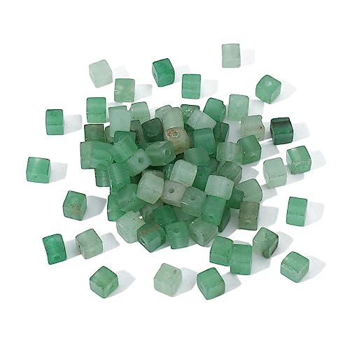 BEADIA Natural Green Aventurine Square Stone Beads 4x4mm 85pcs Cube Loose Semi Gemstone Beads for Jewelry Making Design - color: Green Aventurine