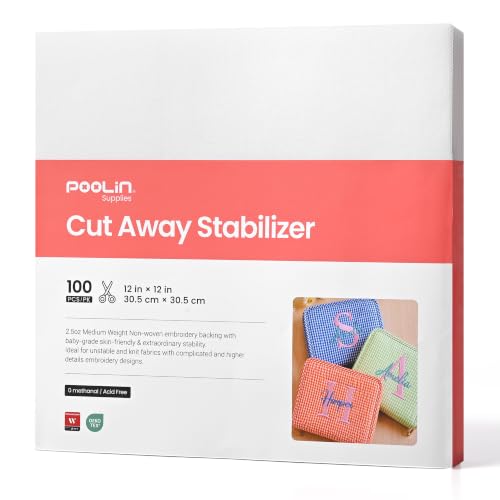 Poolin 2.5OZ Cut Away Stabilizer 12" x 12" 100 Sheets - size: 12"x12" 100sheets