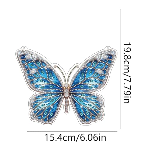 STGLCR DIY Hanging Diamond Art Pendant Painting Kit Butterfly, Special Crystal Gemoration Craft Painting Kit Ornament, 6.06x7.79inch，Crystal Art for Home Wall Window Dec - color: Butterfly