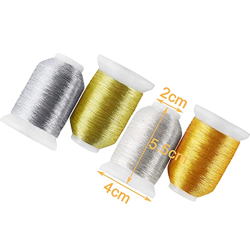 New brothread Metallic Embroidery Machine Thread - 4 Gold + 4 Silver Colors - color: 2xGold+2xVivid Gold+2xSilver+2xLight Silver
