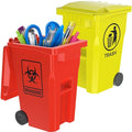Wiosi Mini Trash Can Pencil Holder for Desks, Red/Yellow - color: Red-Yellow, size: 5"
