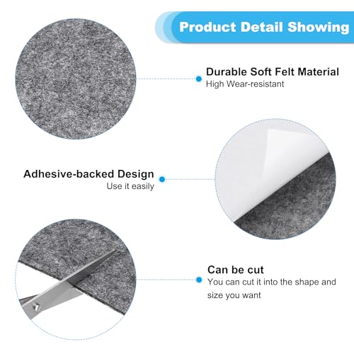 PATIKIL 10x10 Inch Square Grey Felt Furniture Pad, 6Pcs, 3mm Thickness, Soft Adhesive Non-Slip Anti-Scratch Backed - color: Grey, size: 10x10 Inch