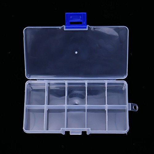 Plastic Jewelry Organizer Box Clear Storage Bead Case for Little Crafts/Arts 2 Pack Container with 10 Grids, Small